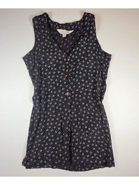 Natural Expressions Black White 90s Style Floral Long Tunic Top Flowy Rayon L